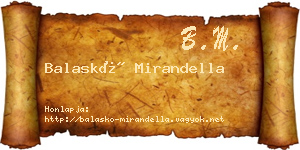Balaskó Mirandella névjegykártya